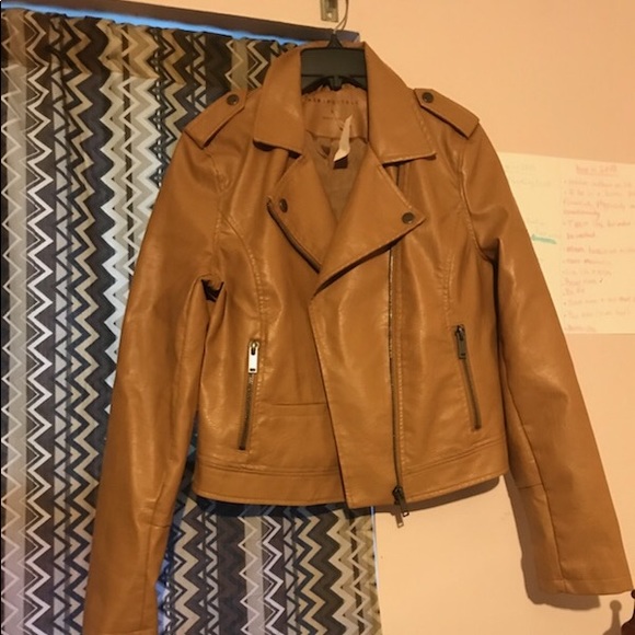 tan faux leather jacket